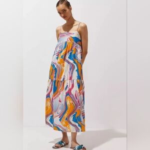 Multicolor Abstract Print Maxi Dress
